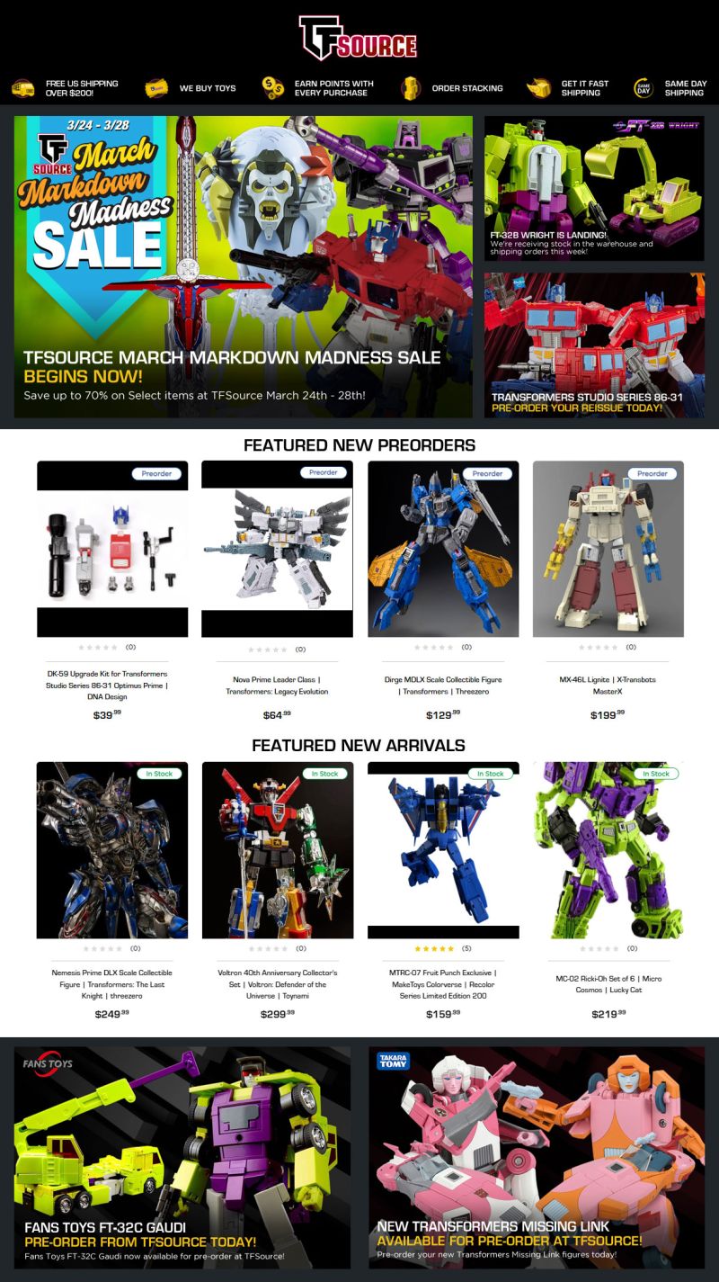 TFSource News - FT Wright, Gaudi, threezero MDLX Dirge, March Markdown Madness Sale and More!