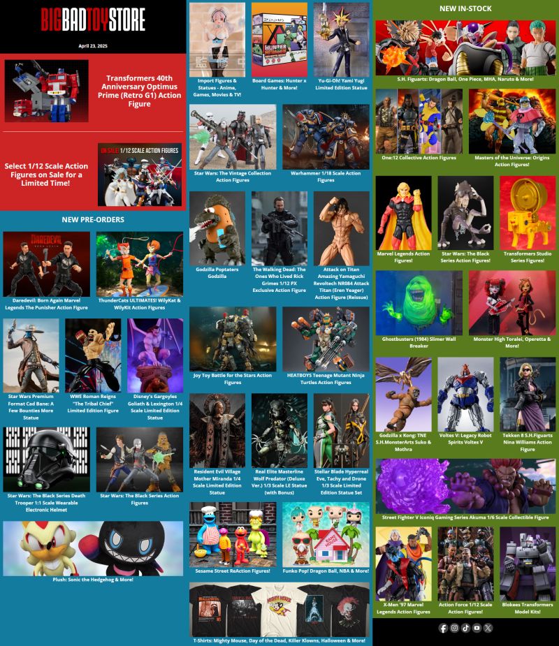 BBTS News - Transformers, 1/12 Scale Action Figure Sale, Punisher, Star Wars, WWE, Sonic & More!