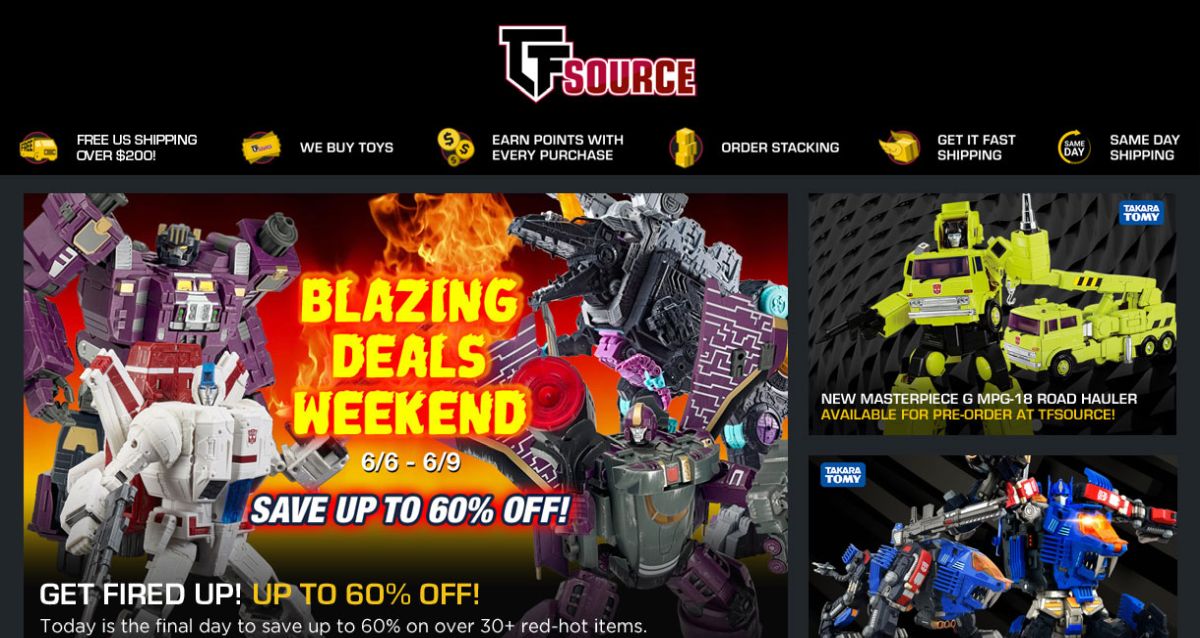 TFSource News - Last day to save up to 60% off select figures during our Blazing Deals Weekend!