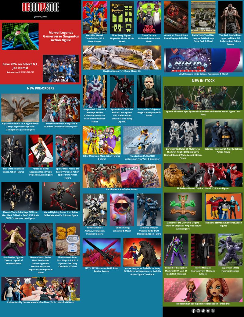 BBTS News- 20% off select G.I. Joe figures, Marvel Legends, Persona, Anime figures & Models, Godzilla & More!