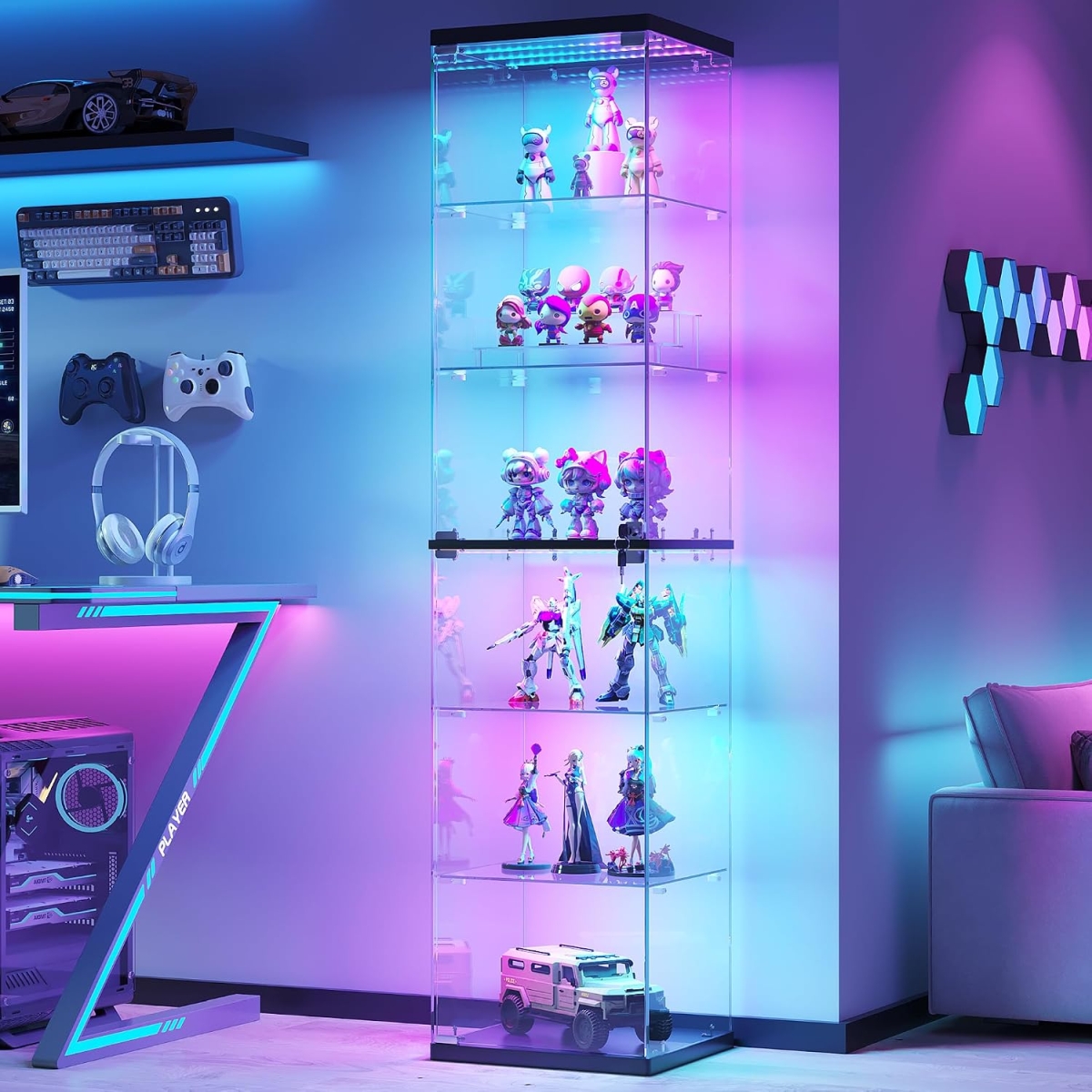 Ikea Detolf Style Display Cases On Sale! All Glass, 6 Tier, LED