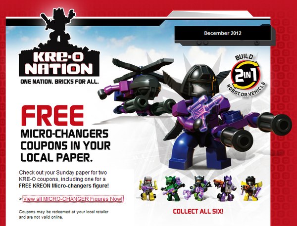 Free Transformers Kreon Microchangers Figure Coupon in Sunday's Paper