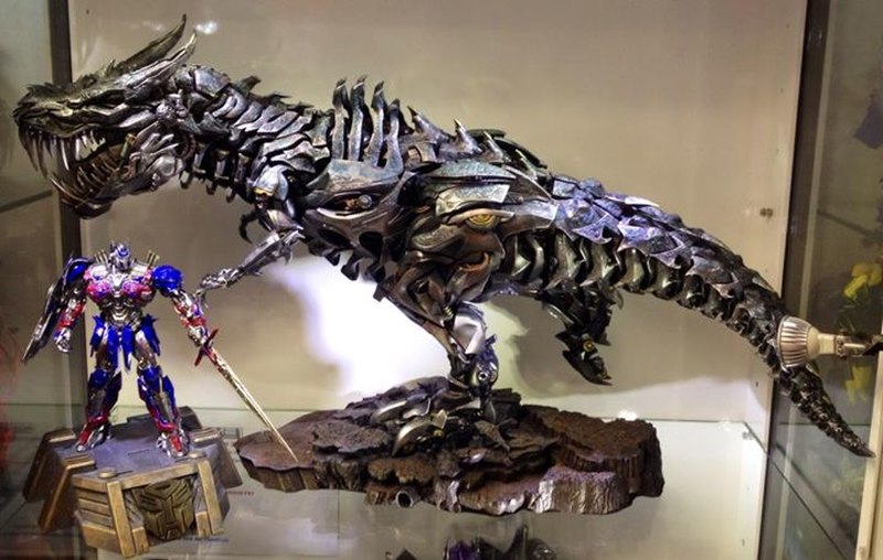 Transformers AOE Optimus Prime Grimlock Tyrannosaurus Dinosaur Rex Statue Figure 