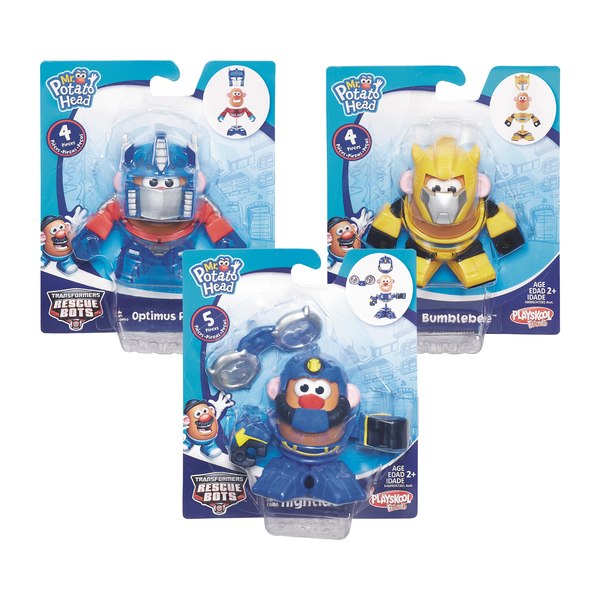 Mr. Potato Head Optimus Prime, Bumblebee, and High Tide Transformers Robot Heroes