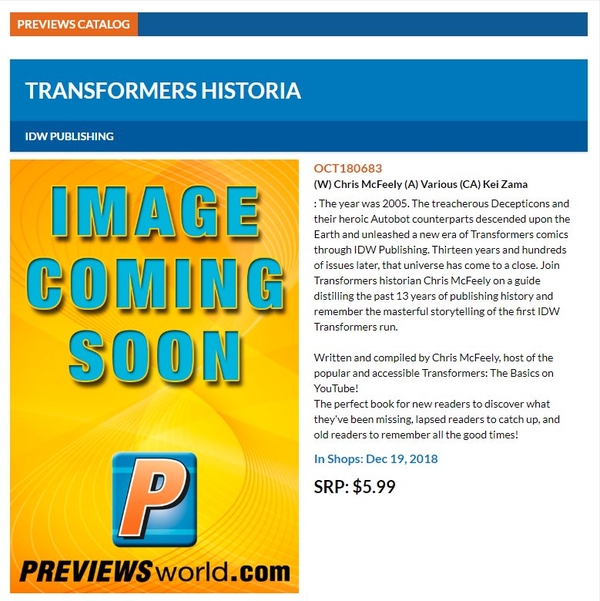 TRANSFORMERS HISTORIA: Chris McFeely Writes History Of IDW Transformers Universe, Due In December