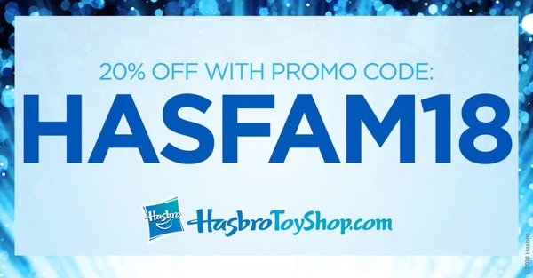 HasbroToyShop Offers 20% Off Until End Of Year With HASFAM18 Coupon Code