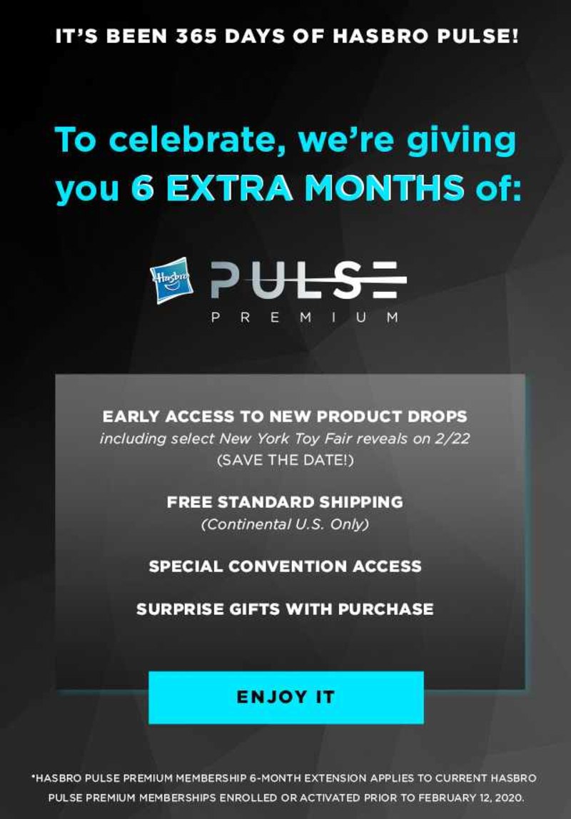 Hasbro Pulse 1st Anniversary - FREE Additional 6 Months for Members!