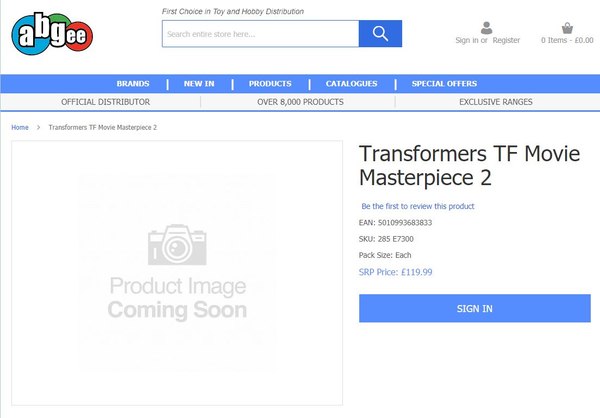 New Transformers TF Movie Masterpiece 2 Listing - Possibly Not MPM-10 Starscream