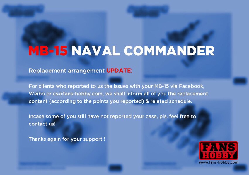 Fans Hobby Announce Parts Replacements for MB-15 Naval Commander