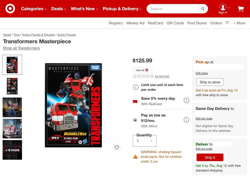 Scalper Buster - Masterpiece Movie Series MPM-12 Optimus Prime Just $126