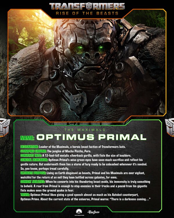 Official Chracter Biographies For Transformers Rise Of The Beasts  (5 of 16)