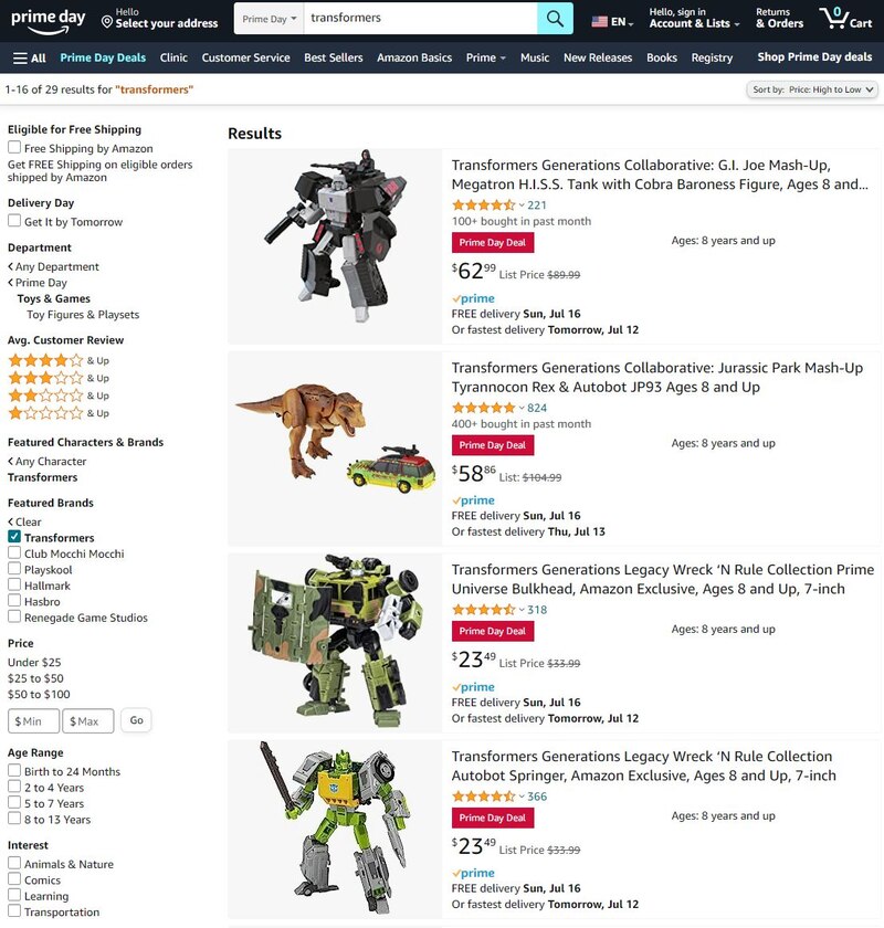 Amazon Prime Day Transformers Deals - Generations, Crossovers, More!