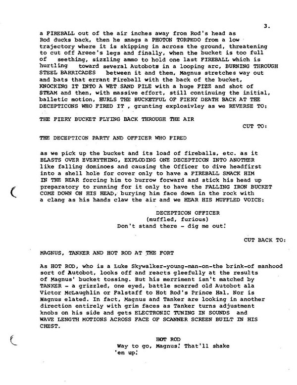 Image Of Page From Transformers The Movie Script Ron Friedman First Draft  (4 of 8)