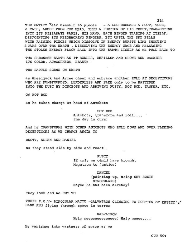 Image Of Page From Transformers The Movie Script Ron Friedman First Draft  (6 of 8)