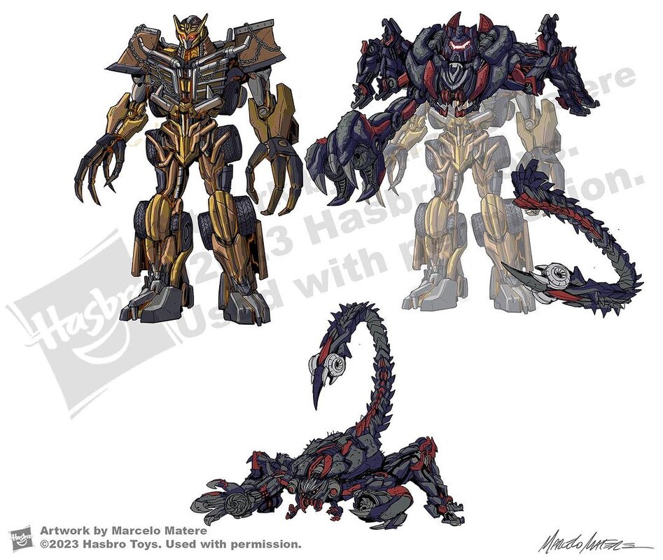 Concept Designs for Scourge, Arcee Combiners from Transformers: Rise Of The Beasts Beast Alliance