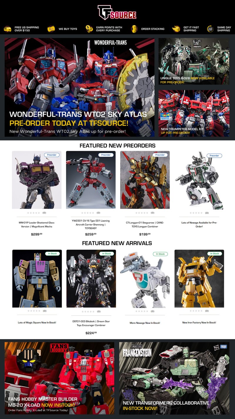 TFSource News - FH X-Load, Wonderful-Trans Sky Atlas, UT Challenger Black Version and More!