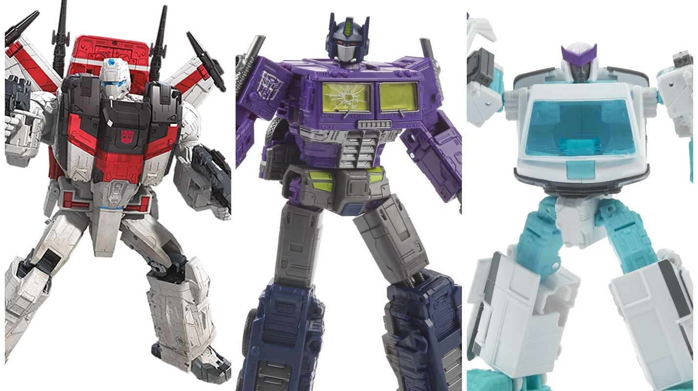 RE-ORDER! Commander Jetfire, Shattered Glass Optimus Prime & Ratchet 2-Pack Available Again